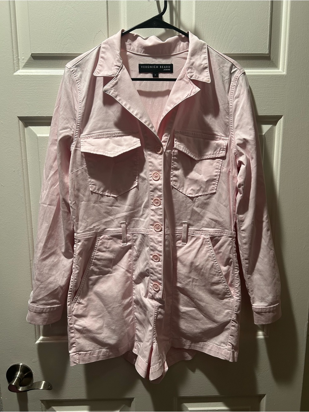 Veronica Beard Jeans Light Pink Winifred Utility Jumpsuit Romper Size Medium
